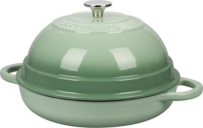 Cast Iron Enameled Dutch Oven Pot with Lid for Bread Baking, Bread Oven, 6 Quart, Green