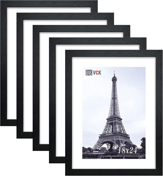 VCK 18x24 Poster Frame in Black with Polished Plexiglass Set of 5 Horizontal and Vertical Formats with Included Hanging Hardware