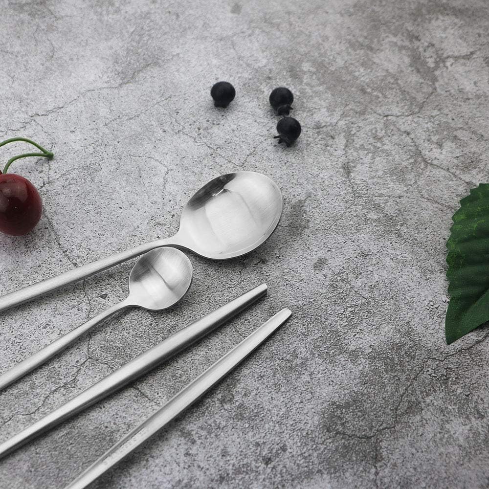 JASHII Silverware Set, 24-Piece Stainless Steel Flatware Set,Kitchen Utensil Set Service for 6,Tableware Cutlery Set for Home, Dishwasher Safe (Matte Silver)