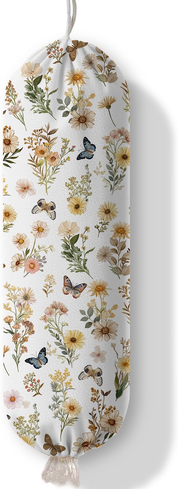 Plastic Bag Holder Butterfly Floral Bag Holder Dispenser, Plastic Grocery Bag Organizer & Wall Mount Paper Trash Bags Saver Storage for Kitchen Home Pantry Decor, Shopping Bags Storage Dispenser