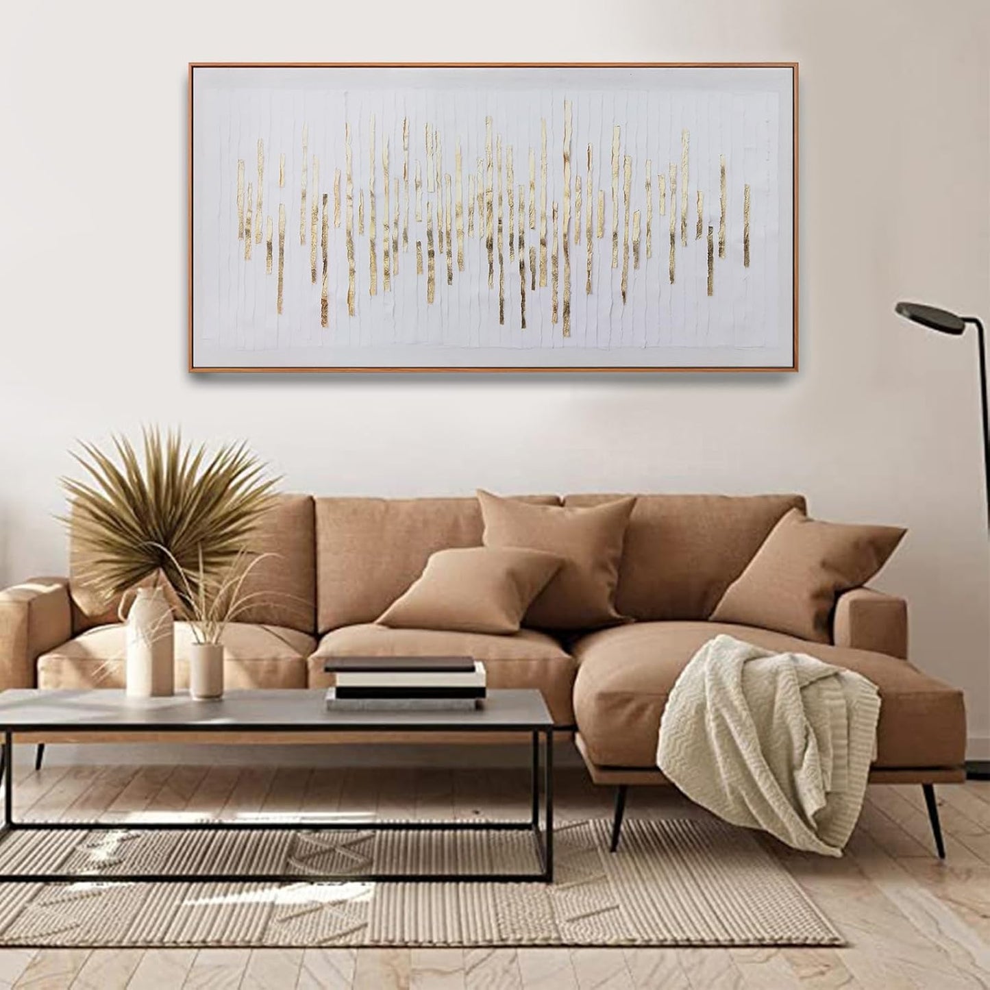 Wall Art Framed Ready To Hang Home Decor Artwork White Background Golden Decoration Golden Years Wall Art Prints Canvas Painting For Living Room Bedroom Office Decoration 24"X 48"