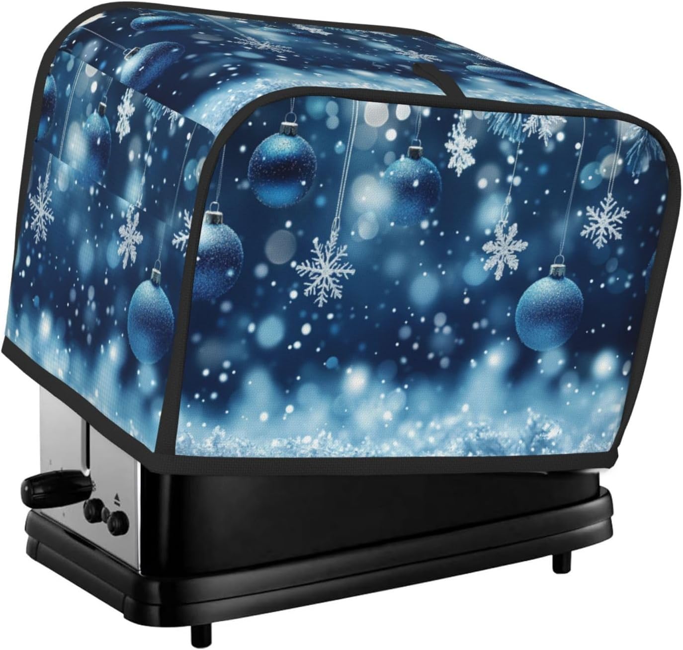 Toaster Cover 2 Slice Christmas Blue Snowflake Ball Kitchen Small Appliance Covers with Pockets Dust and Fingerprint Protection