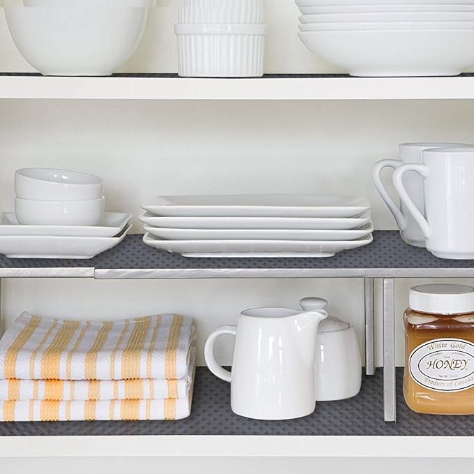 HooTown Shelf Liner Kitchen Cabinet Drawer Mats 11.8 Inch Wide x 157.5 Inch Long, Non Adhesive EVA Plastic Washable Waterproof Protective Pad for Pantry Closet, Cupboard, Grey