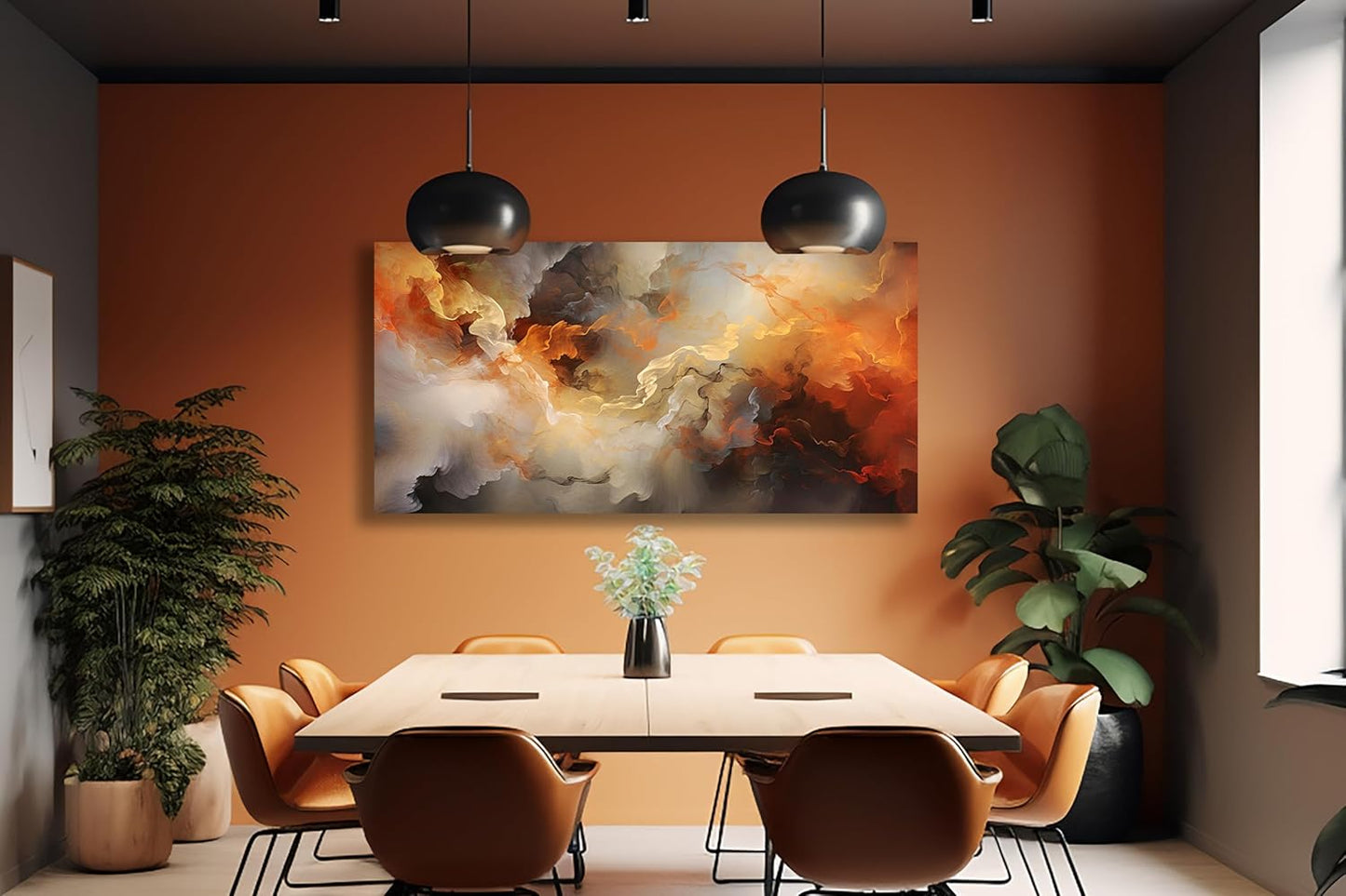 VHMING Abstract Wall Art Home Decor Orange Artwork Wall Art Prints Canvas Painting Wall Decor for Living Room Bedroom Office Decoration 29"x58"