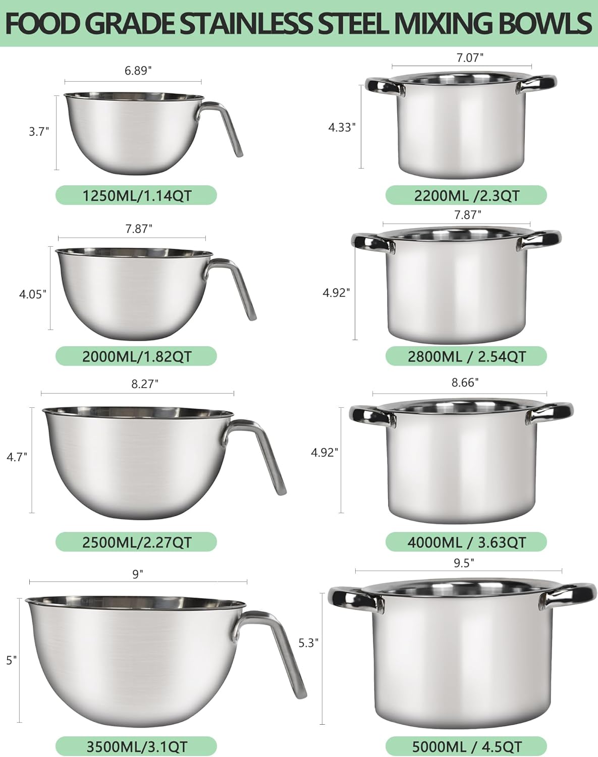 Large Double Boiler Pot Set,3500ML/3.1QT Mixing Bowl for Chocolate Melting, 5000ML/ 4.5QT 304 Stainless Steel Pot With Silicone Spatula for Melting Chocolate, Candy, Candle, Soap, Wax