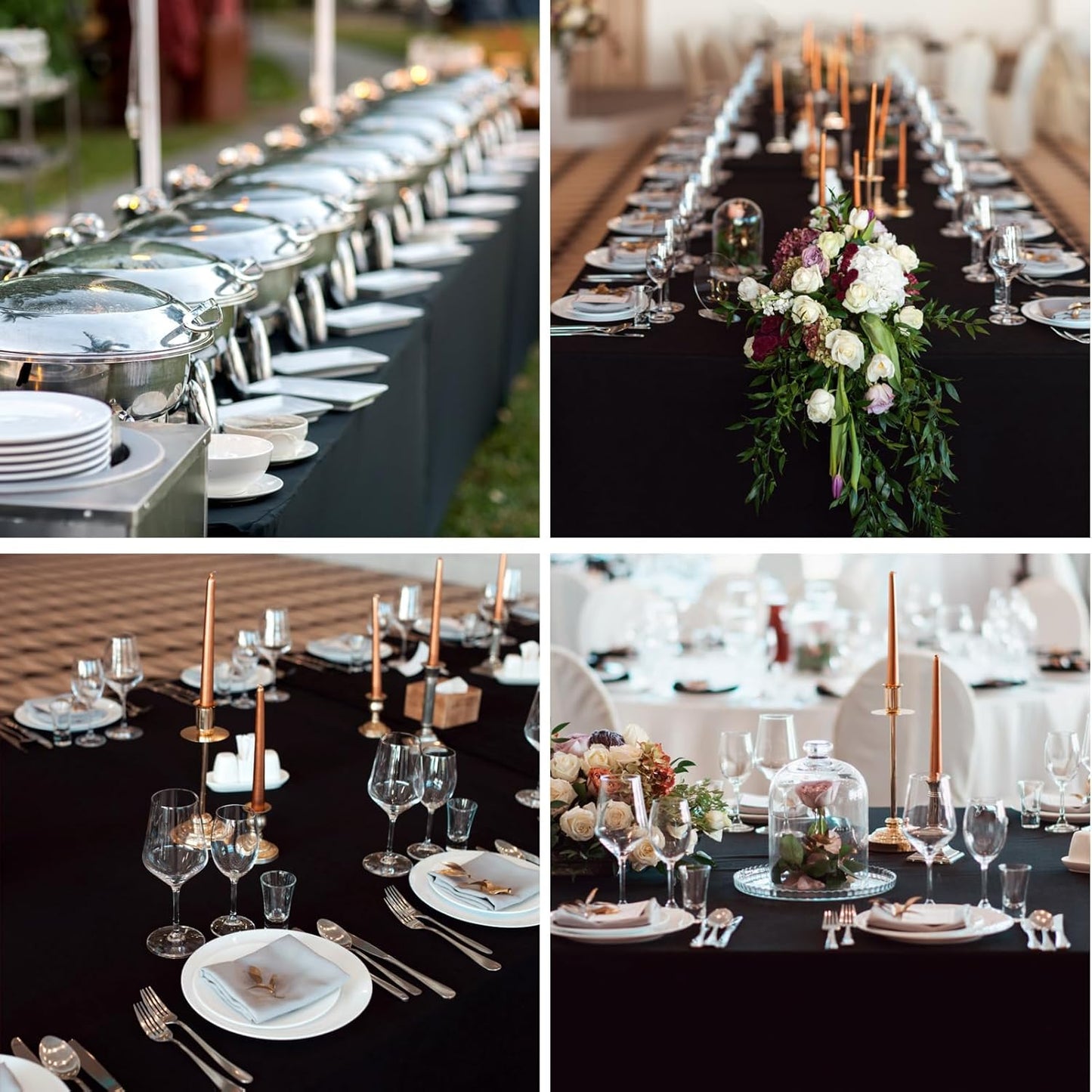 Rectangular Tablecloth 90x132 Inch - Black Table Cloths Stain Resistant Decorative Washable Polyester Rectangle Tablecloths for Dining Table Banquets Buffet Parties and Wedding