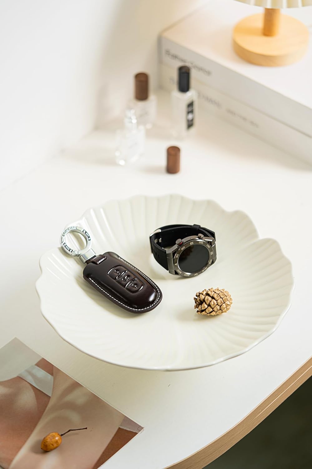 Ceramic Fruit Bowl for Kitchen Counter, Decorative bowl, Pedestal bowl, Footed bowl, Modern fruit bowl, Large fruit bowl, Decorative bowls for home décor, White fruit bowl, 10.5 ""