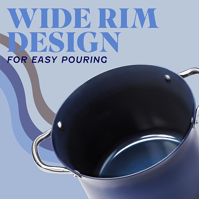 CONCORD Sapphire Nonstick 7 Quart Stock Pot Cookware Set (Induction Compatible)