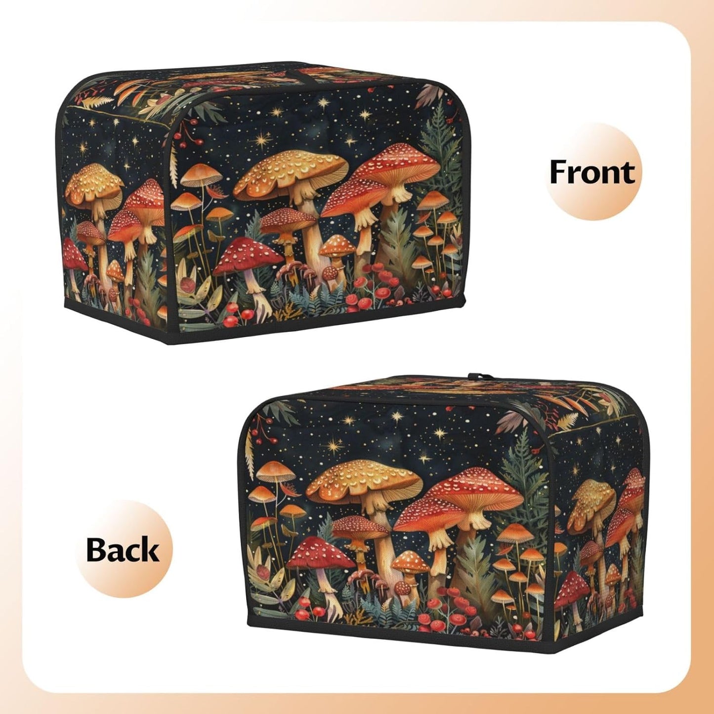 Toaster Cover 2 Slice Mushroom Forest Vintage Kitchen Small Appliance Covers with Pockets Dust and Fingerprint Protection