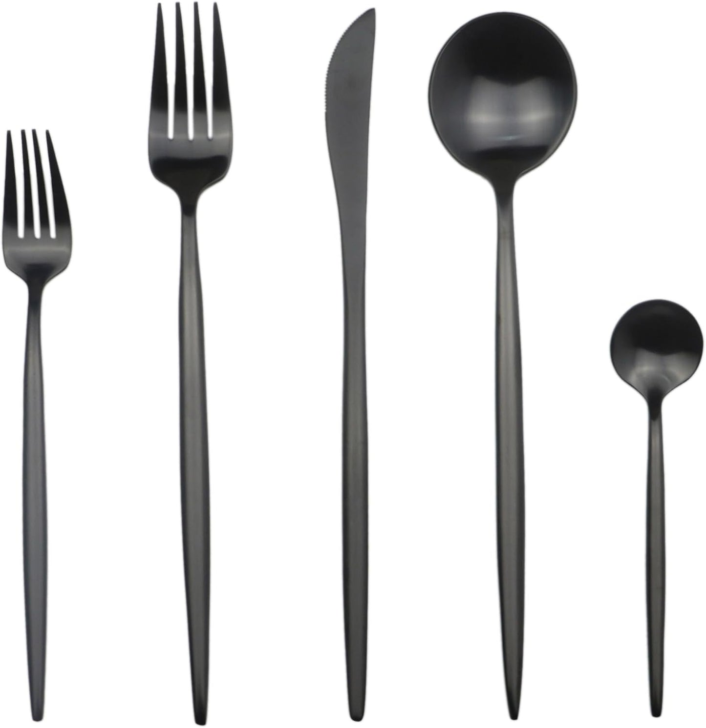 20-Piece 18/10 Stainless Steel Flatware Set, Serive for 4, With Fork Spoons Knife Teaspoon Dessert Fork for Home Kitchen Restaurant Hotel (Luxury Black)