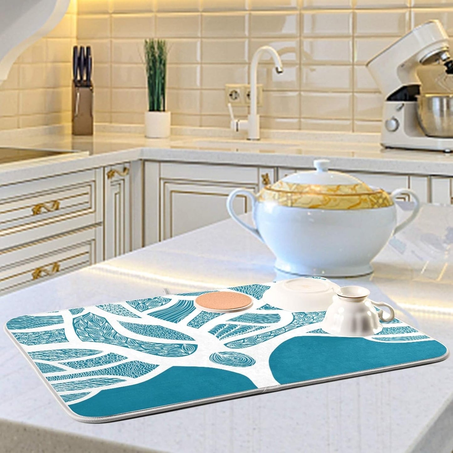 Beautiful Winter Tree Dish Drying Mats 18 x 24 Inch Super Absorbent Microfiber Dish Drainer Rack Mats Soft Heat Resistant Drying Protector Pad for Kitchen Counter Sinks Dining Table