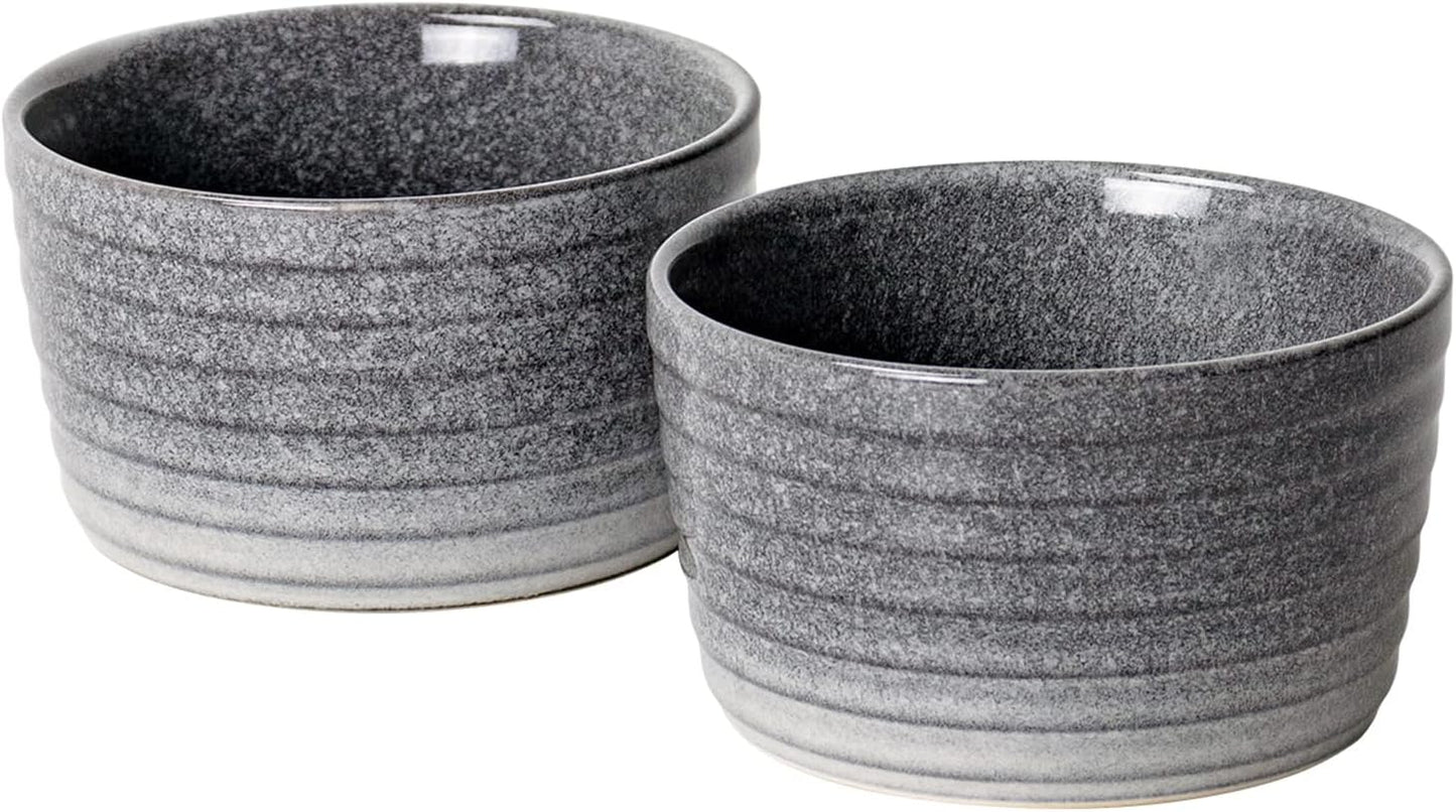 UNICASA Ramekin Set of 2, 8 oz Creme Brulee Ramekins, Oven Safe Baking Set for Custard, Pudding, Souffle Cups, Reactive Gray