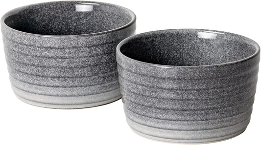 UNICASA Ramekin Set of 2, 8 oz Creme Brulee Ramekins, Oven Safe Baking Set for Custard, Pudding, Souffle Cups, Reactive Gray
