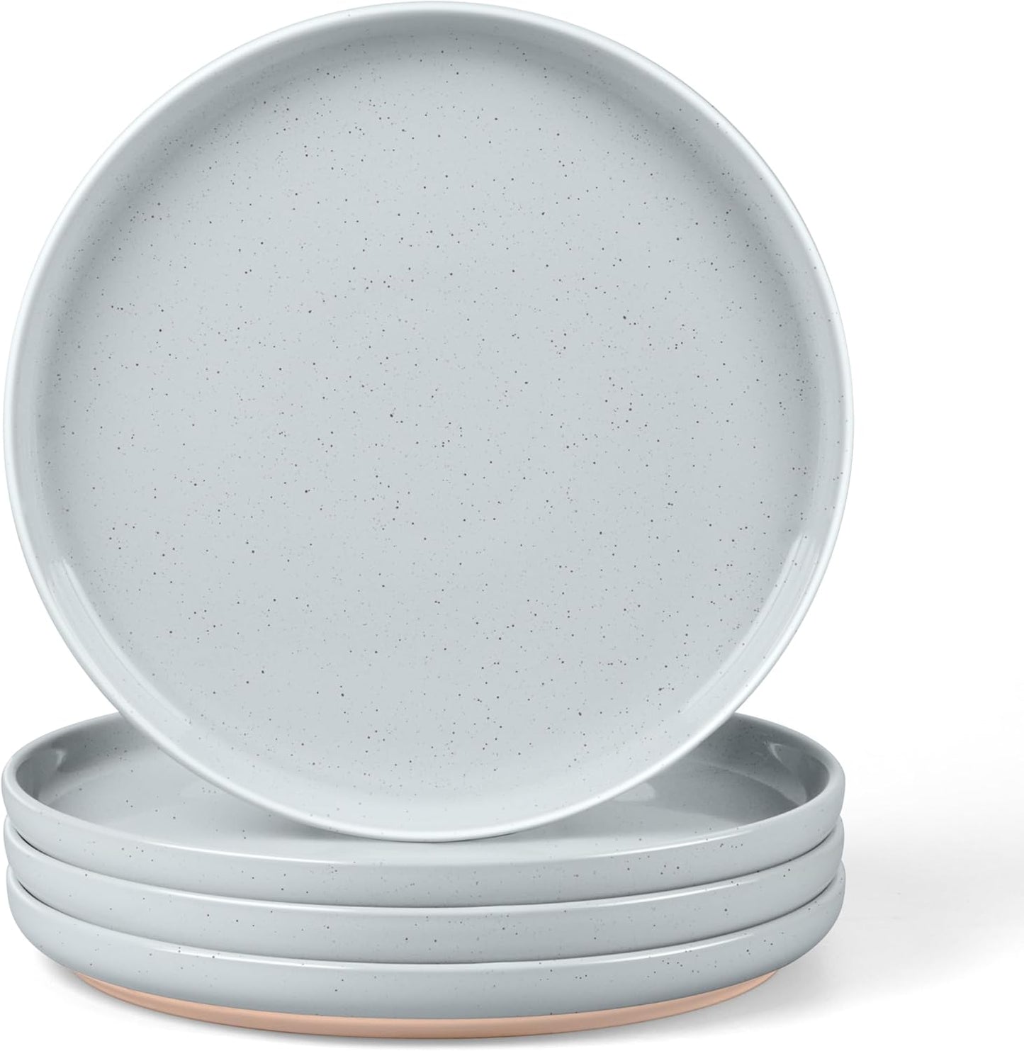 LIANYU Stoneware Dinner Plates Set of 4, 10.5’’ Large Round Ceramic Plates, Dessert Serving Dishes Set for Kitchen Dining, Oven, Microwave & Dishwasher Safe, Scratch Resistant, Glacier Gray