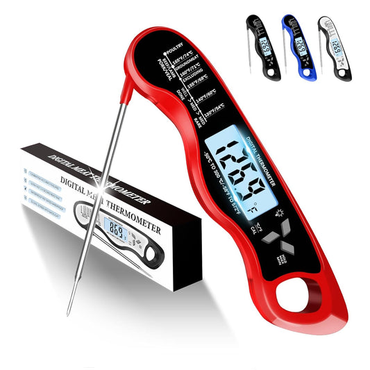 Meat Thermometer, IP67 Waterproof Digital Meat Thermometer with Backlight, Hold Function & Magnet for Grill, BBQ, Candy, Beef,Turkey，Gadgets Essentials BBQ Accessories,Mens Stocking Stuffers