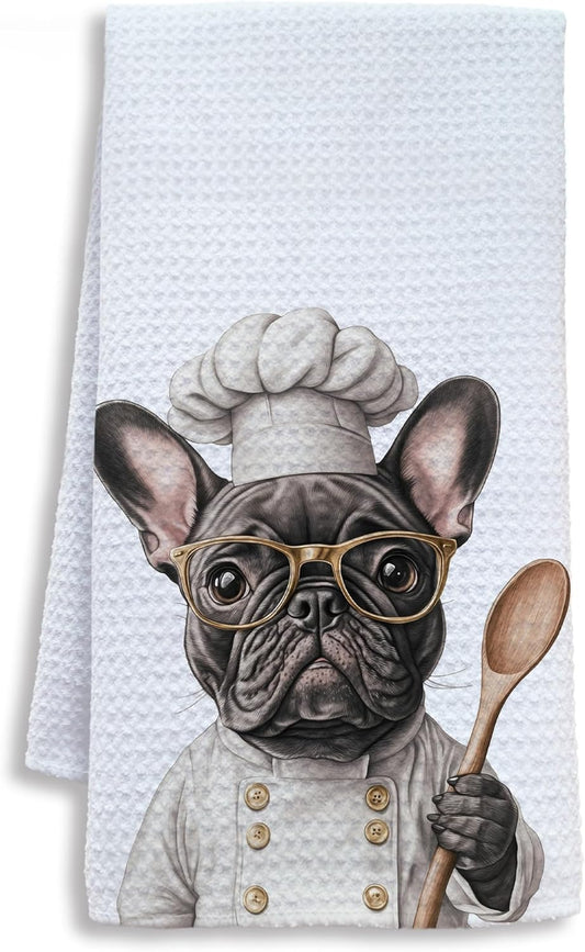 Funny French Bulldog Dog Kitchen Towels, French Bulldog Gifts for Women Dish Tea Towels for Kitchen, Dog Lovers Mom Dad Owner Gifts Decorative Hand Towels, 16x24 Inch