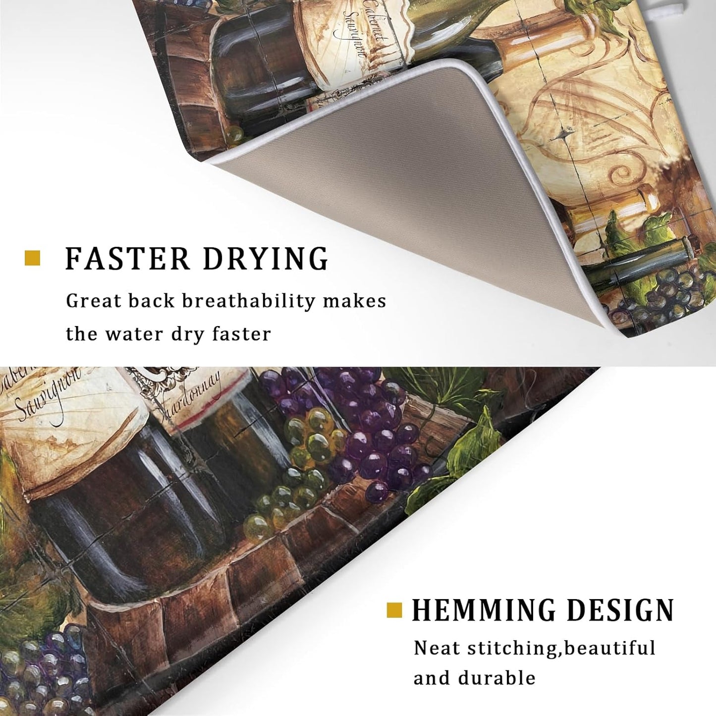 Absorbent Dish Drying Mat for Kitchen Counter 18x24 Inch Wine Dish Drying Mat Microfiber Red Wine Glass Dish Mat Drainer Rack Mats Fast Dry Bottles Dish Dry Pad Protector Kitchen Accessories