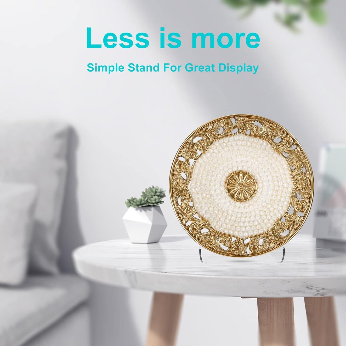 Boloyo Flat Back Acrylic Plate Display Stand , 4.5 Inch 2PC Clear Acrylic Display Holder Easel Base for Home Office Kitchen School Art Display