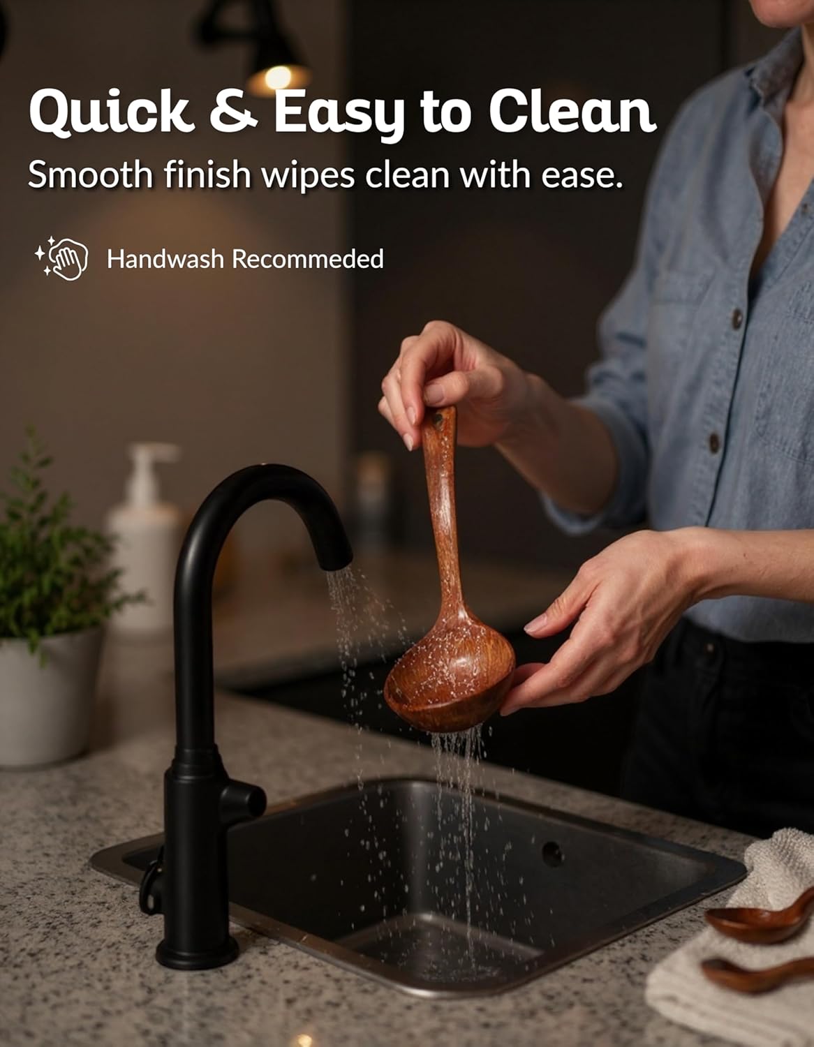 Soup Spoons - Luxury Teak Wood Ladle Set of 3 – Chef-Grade, Eco-Friendly Wooden Cooking Utensils with Reinforced Neck Joint & Anti-Slip Notch Handle – Multi-Size, Gift-Ready Ladle Spoons Set