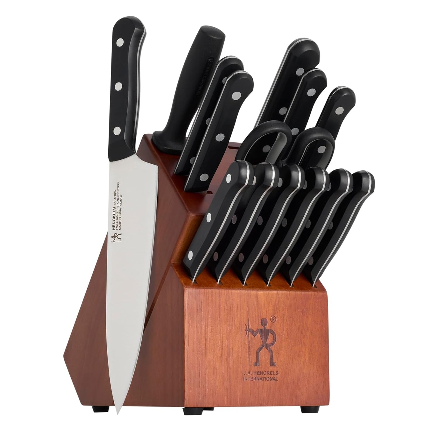 HENCKELS Solution Knife Block Set, 15 pc, Walnut