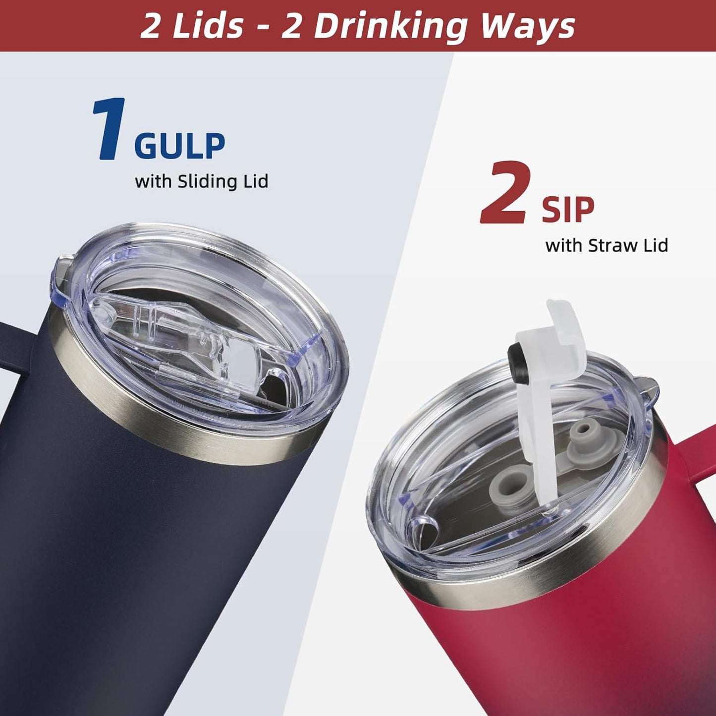 BJPKPK Insulated Coffee Mug with 2 Lids, 25oz Stainless Steel Insulated Tumbler with Handle, Double Wall Vacuum Coffee Cups, BPA Free Travel Mug for Coffee, Tea and Drinks, Navy Blue