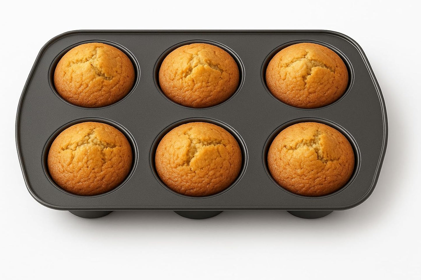 SOFINNI Muffin Pan, Nonstick Tin Cake Pie Cookie Baking Tins Bundt Mold Cupcake Molds Cheesecake Sheet (6 CUP), 3.5" Each Cup