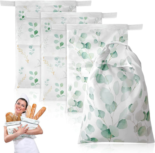4 Pcs Bread Bags for Homemade Bread 17" x12" Reusable Sourdough Storage Bags with Foodgrade TPU Lining Food Wraps to Keeping Fresh Loaf Fresh Freezer Baker Baking Supplies (Green)