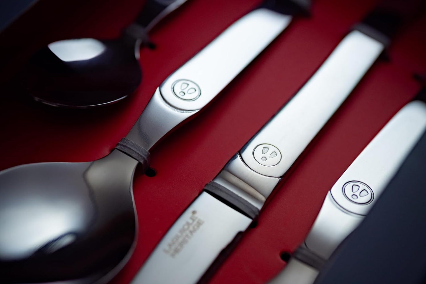 Laguiole Heritage Dinnerware Set; Premium Stainless Steel Knives, Forks, Spoons with Ergonomic Handles; Dishwasher Safe; 4 Person Sets; Polished, 16-Piece