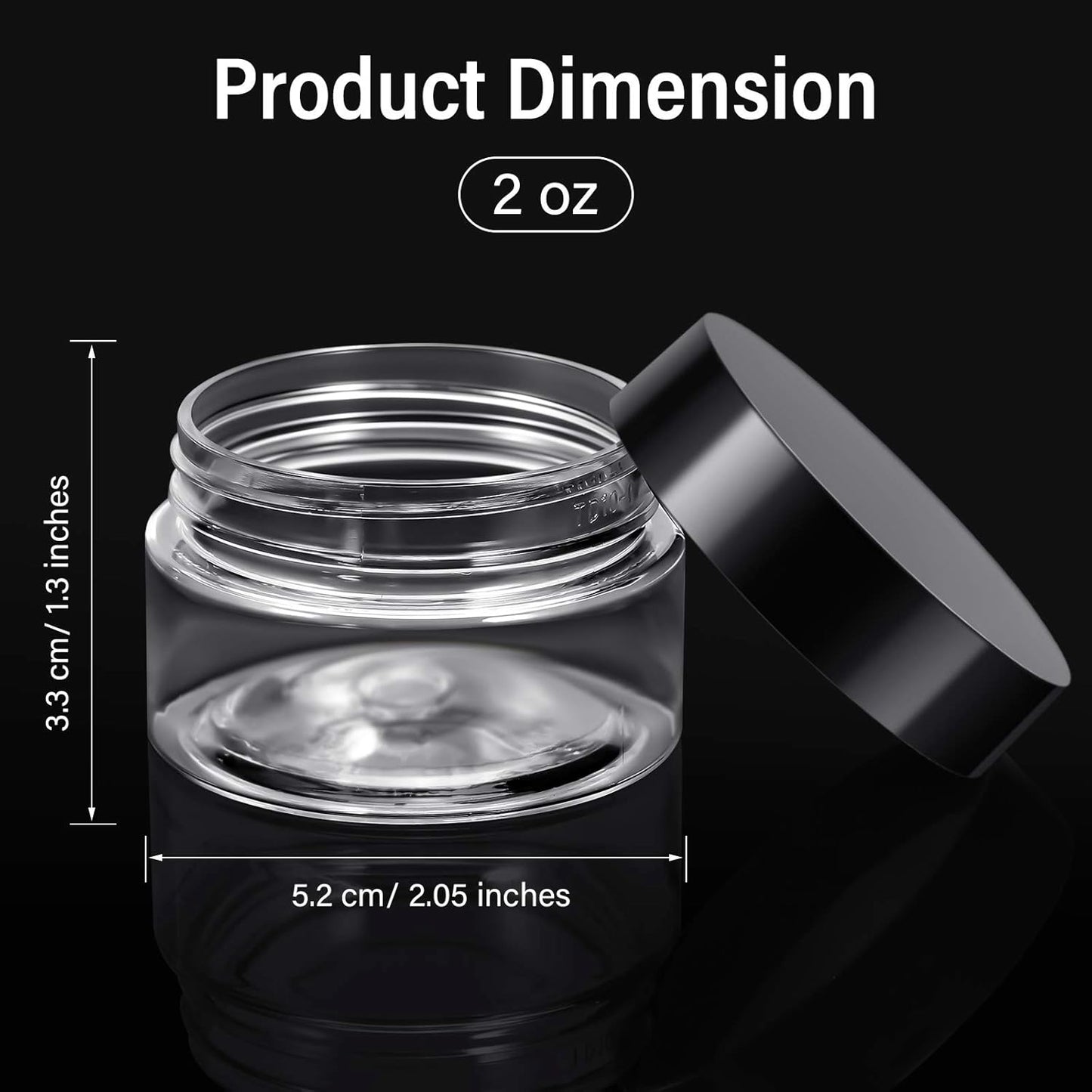 Satinior 6 Pack 1 oz Plastic Jars Containers with Lids Wide Mouth Refillable Leakproof Reusable Round Empty Jars for Travel Cosmetic Dry Food Spice Candy Cookie Home Kitchen Organizing (Black)