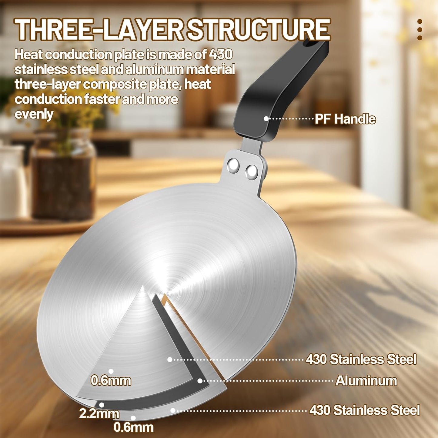 5.1in Induction Cooker Adapter Plate Stainless Steel Heat Sink for Aluminum Moka Pot Coffee Maker for Home and Camping 13cm