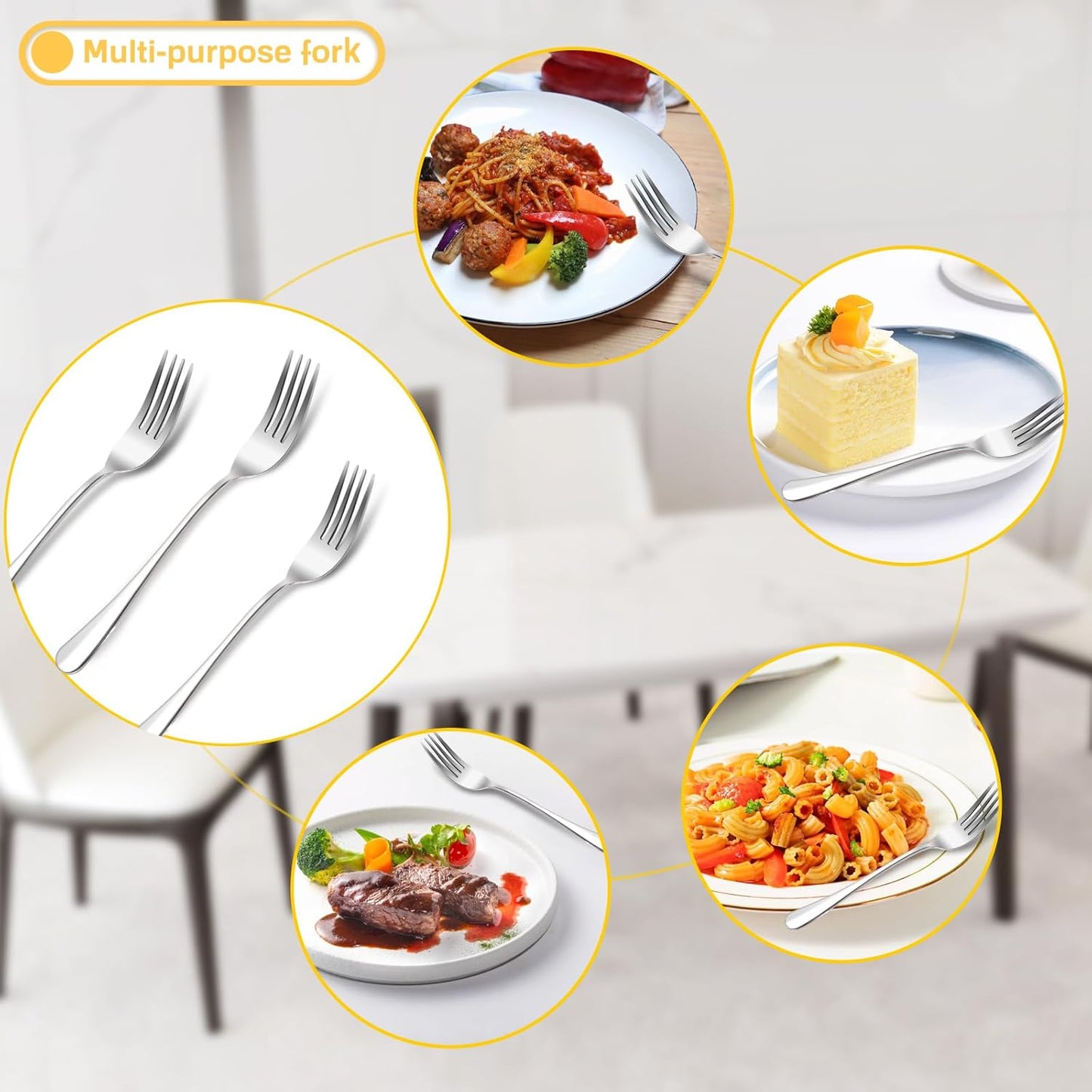 12 Pieces Spoons and Forks Set,Food Grade Stainless Steel Flatware Cutlery Set,6 Forks(6.8 inch) and 6 Spoons(6.6inch) Silverware Set for Home,Kitchen,Restaurant-Mirror Polished & Dishwasher Safe