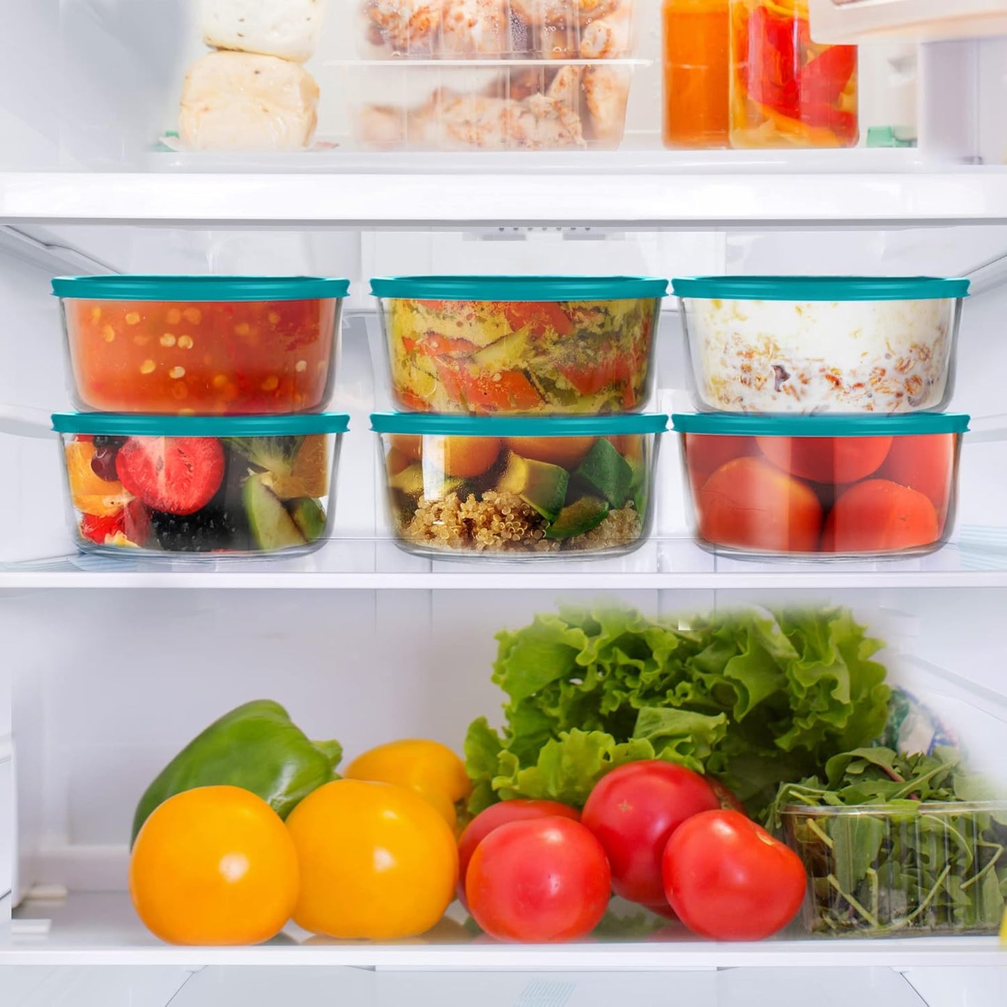 Glass Food Storage containers Bowls with BPA Free Airtight Lids for Meal Prep Leftovers Baking Lunch Boxes Dish (4 Cup - 4 Pack)