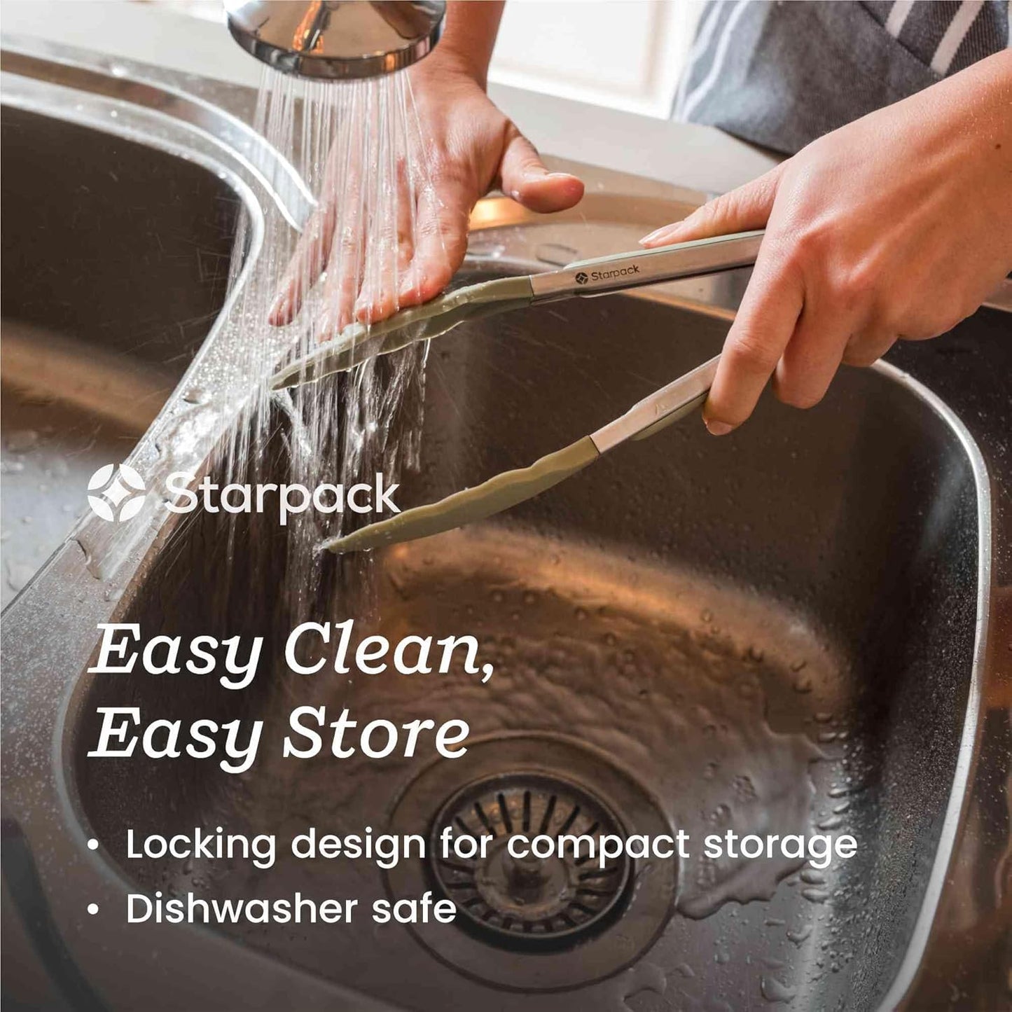 Starpack 'Get a Grip' Silicone Kitchen Tongs for Cooking (2Pcs) - BBQ Tongs for Grill Heat Resistant to 600°F - Stainless Steel Kitchen Utensils w/Non Stick Silicone Tips - 9",12" for Serving Food