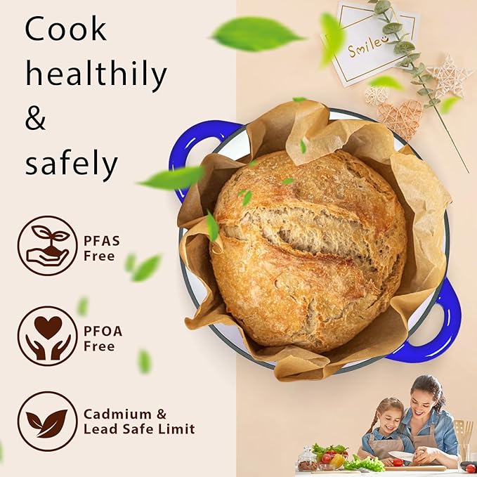 Romswi Enameled Cast Iron Dutch Oven Set - 3qt & 5.5qt Dual Combo - 7-Layer Professional Grade Dutch oven pot with lid - Oven Safe for Braising, Stews, Roasting, Bread Baking - Blue Bread Dutch Oven