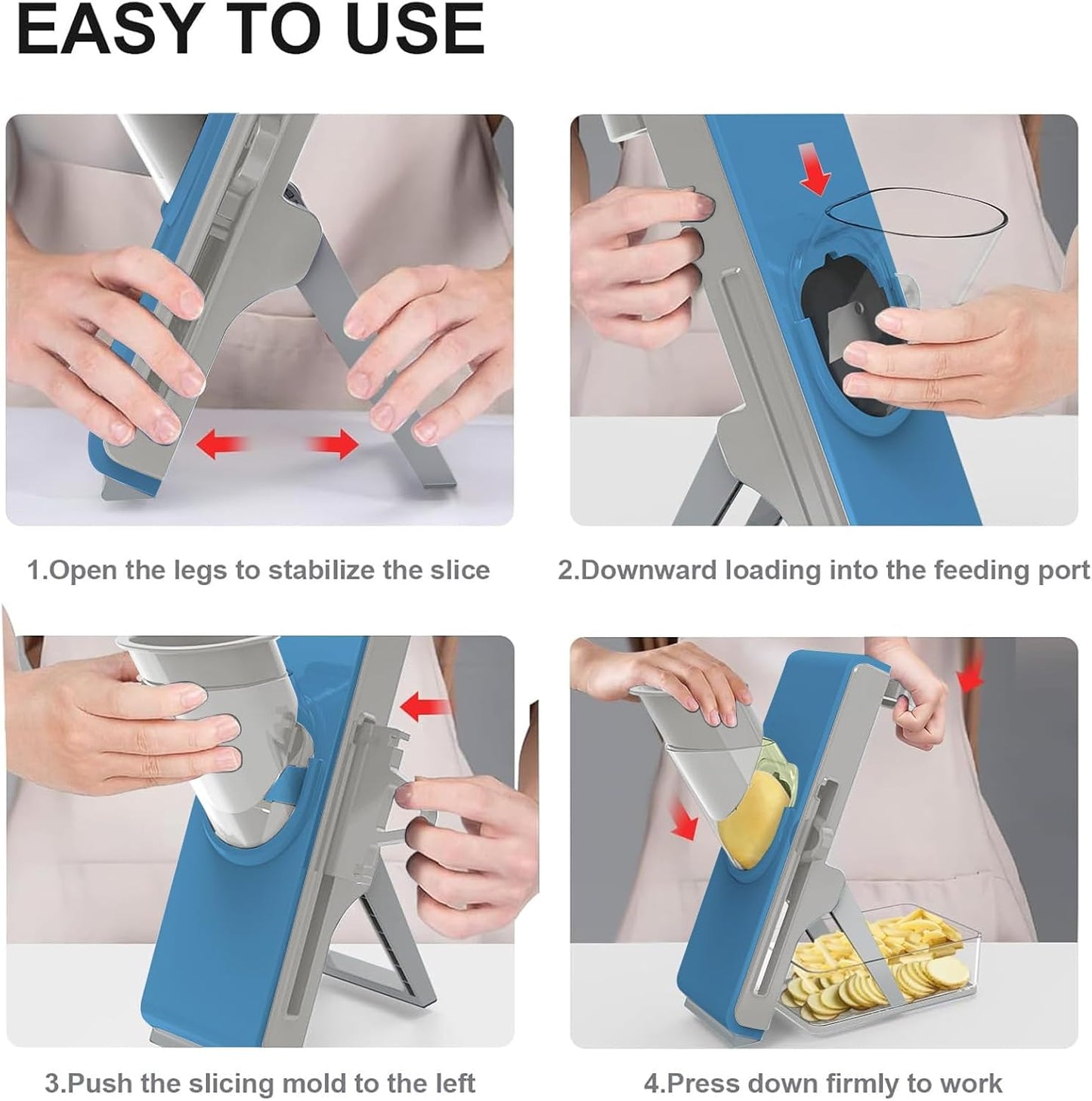 Mandoline Slicer for Kitchen, Mandoline Slicer Safe Multifunctional Dicer Adjustable Commercial Slicer Machine Stainless Steel Chopper