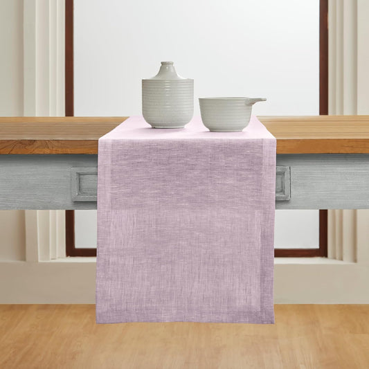 Solino Home Linen Small Table Runner 48 Inches - Athena, 100% Pure Linen Chambray Lavender Table Runner 14 x 48 Inch Ideal for Dresser and Coffee Tables - Thanksgiving, Holiday