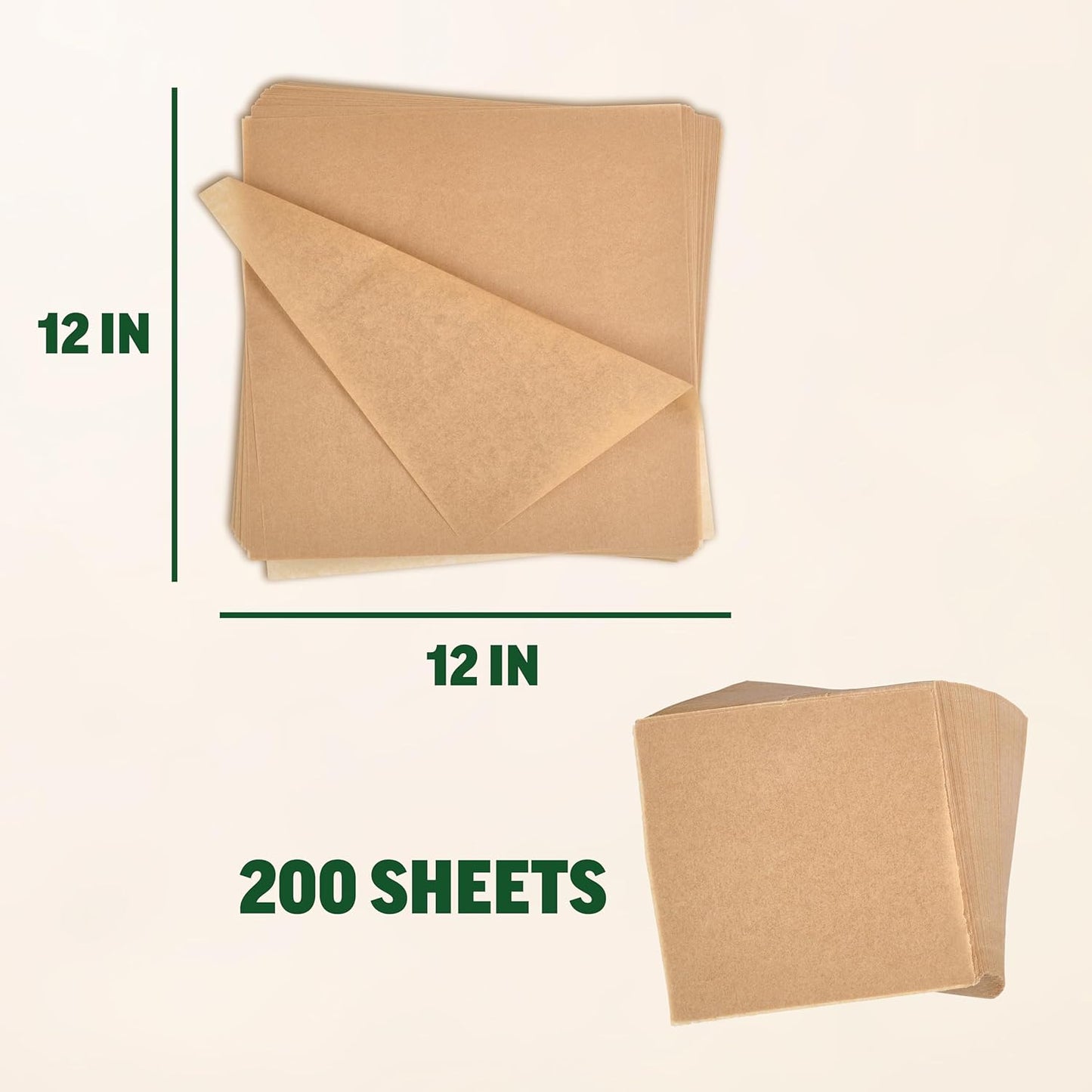 Zenlogy 12x12 Parchment Paper Squares (200 Sheets), Unbleached, High Heat, Non-stick, Pre-cut Baking Paper for Dehydrator, Ninja Foodi Flip Air Fryer, Toaster Oven, and so much more.