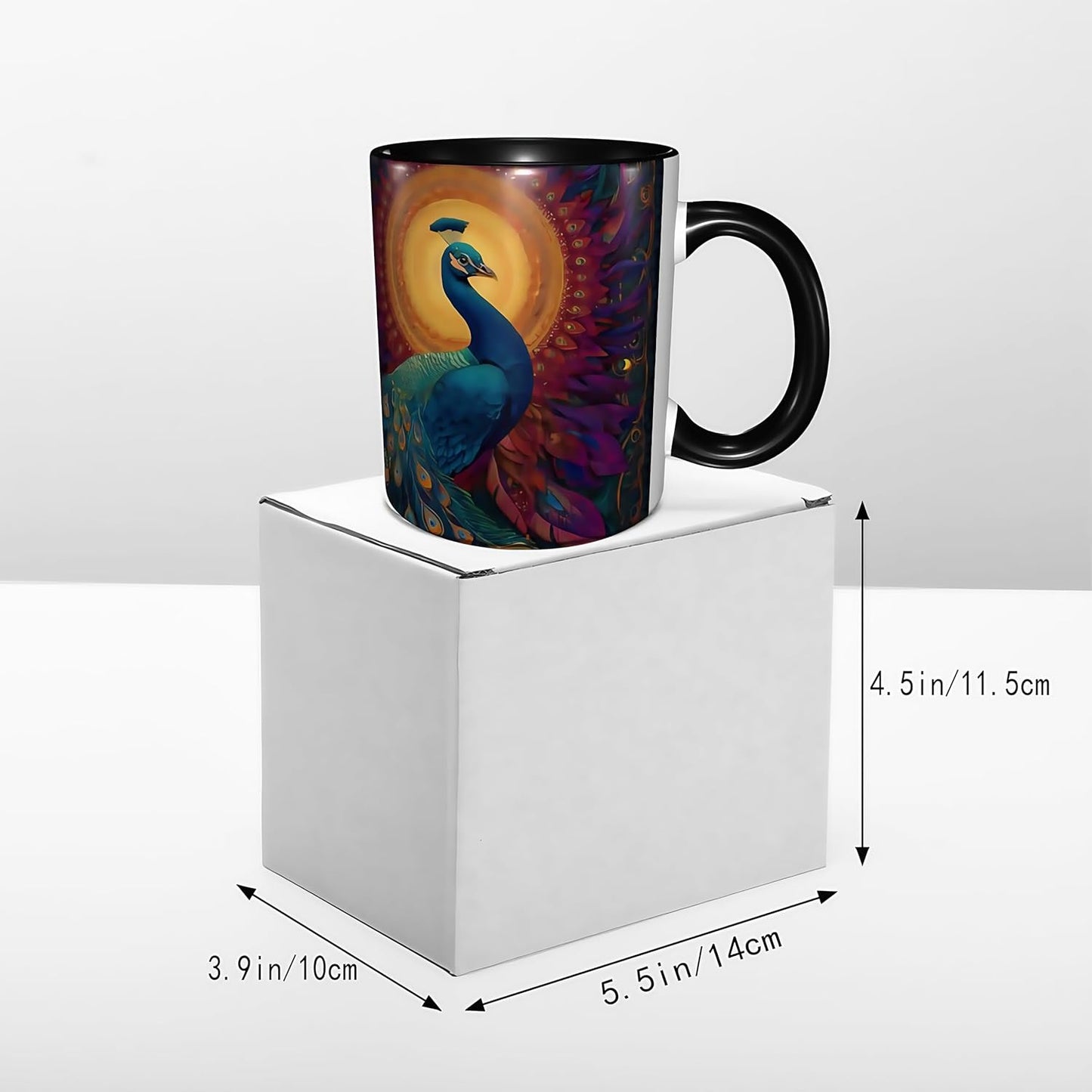 FyLybois Peacock Coffee Mug Ceramic Coffee Cup with Handle Microwave Safe for Home or Office Gifts for Women and Men