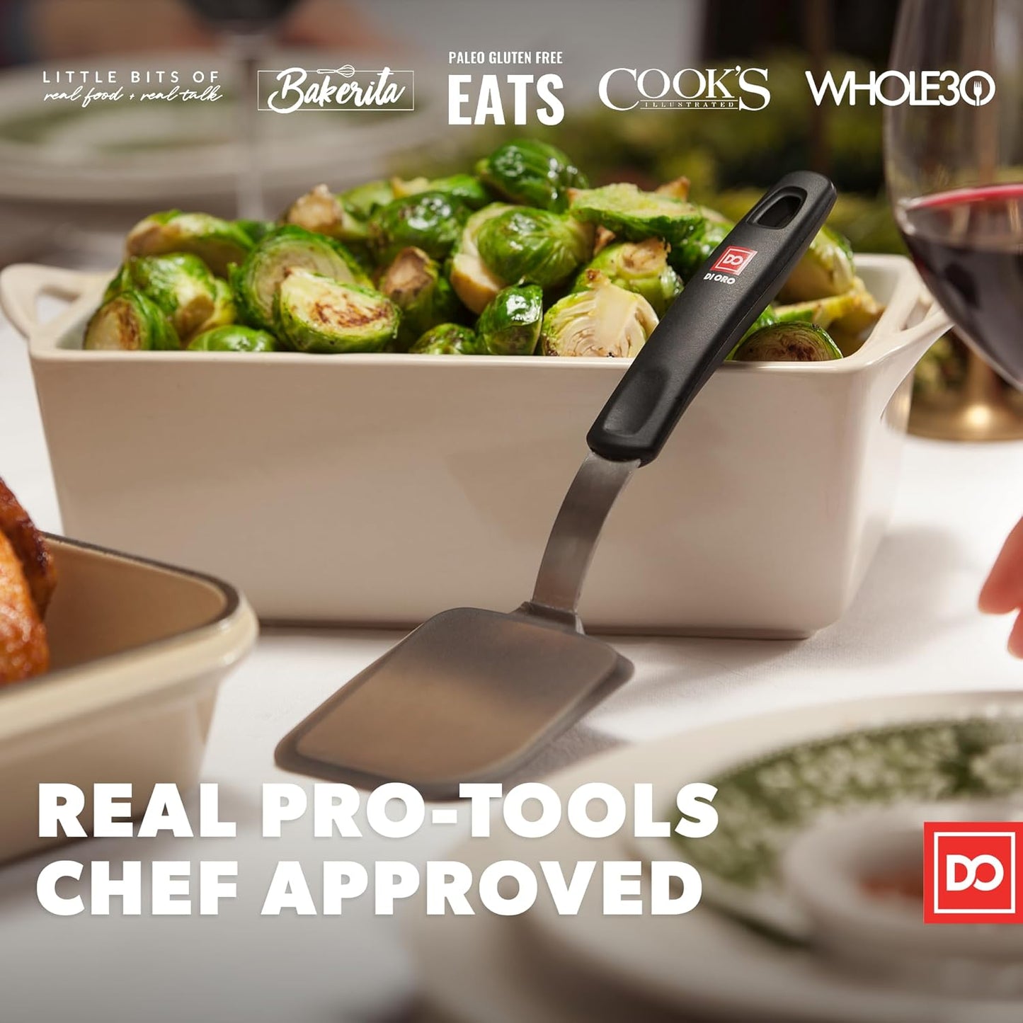 DI ORO Spatulas for Kitchen Use - Forever Warranty - 600°F Heat-Resistant Silicone - Turner Spatula Set for Cooking - BPA Free Wide Pancake Spatulas - Egg Flippers for Nonstick Cookware Safe (3pc)