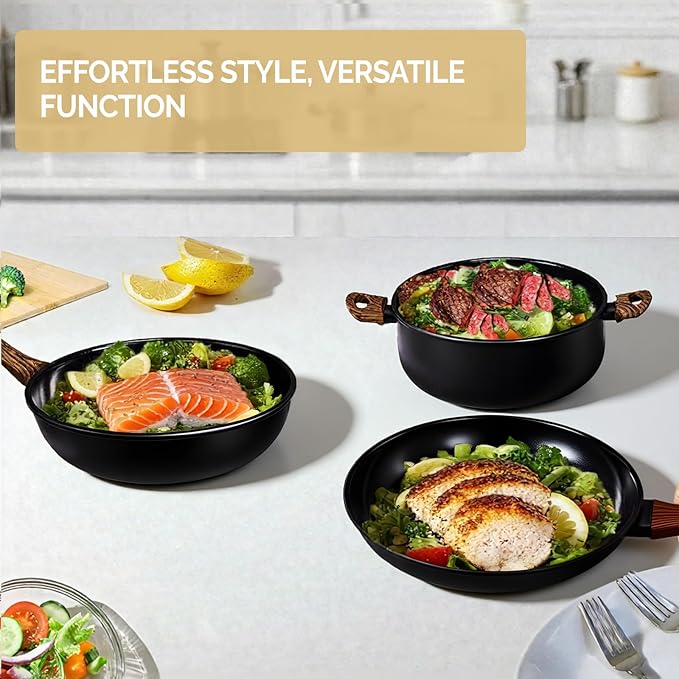 Bonnlo 20 PCS Non-Stick Cookware Set, Aluminum Pots and Pans Set, Induction RV Kitchen Cook Set, Microwave Safe, PFAS PFOA & PFOS Free, for Gift. Home, House Warming