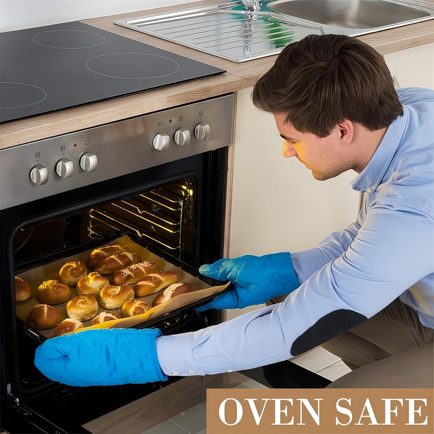 200 Pcs Parchment Paper 16"x12"- Non-Stick Precut Baking Sheets for Air Fryer, Oven & Half Sheet Pans, Unbleached High Heat Parchment Paper for Baking, Grilling