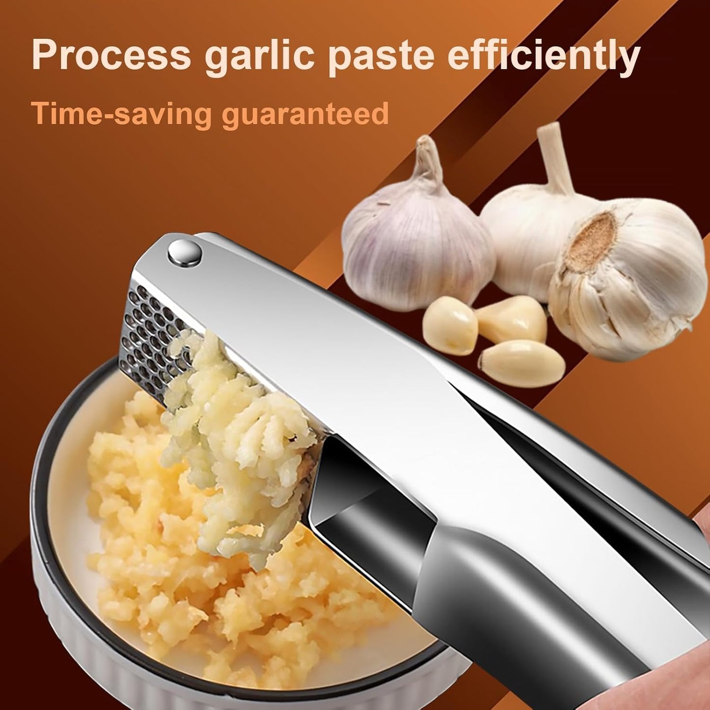 Stainless Steel Garlic Press, Premium Garlic Crusher - Leak-Proof, Easy to Clean, Rust-resistant, Dishwasher Safe!