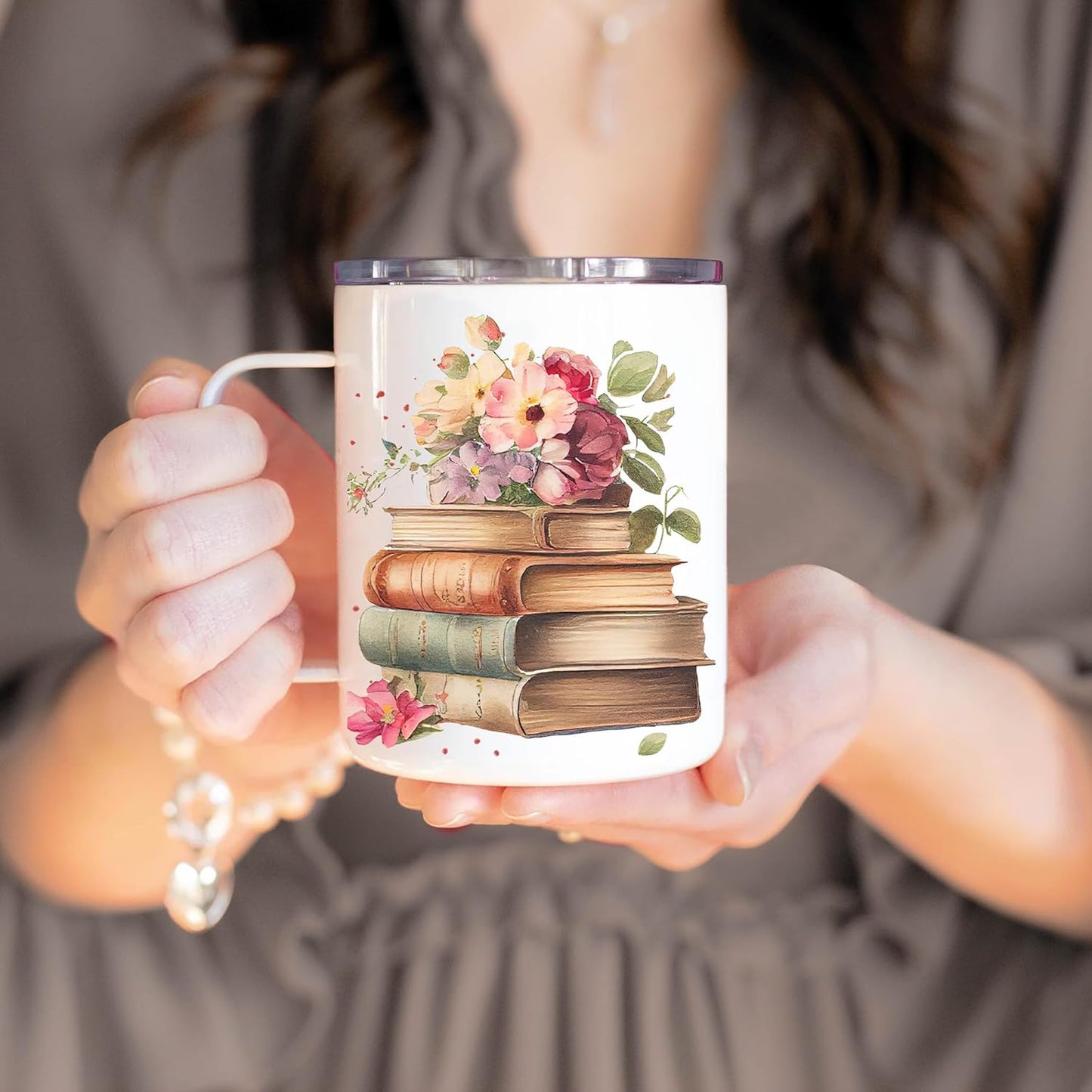 Hyturtle Book Cup Gifts For Book Lovers - Just A Girl Who Loves Books Coffee Mug Stainless Steel 12oz - Reading Gift For Bookworm, Librarians, Readers - Birthday Christmas Gift For Women, Her, Girls