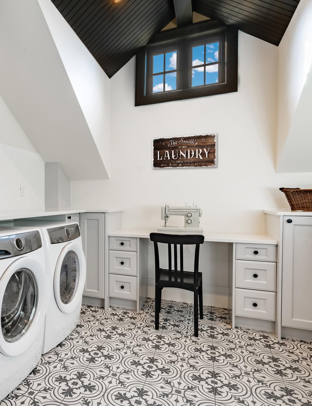 IPIC - Personalized Laundry Room Sign, Custom Canvas Wall Art with Family Name, Rustic Home Decor Printed Acid-Free Cotton Canvas for Business and Home, Made in USA and Ready to hang for Laundry Decor