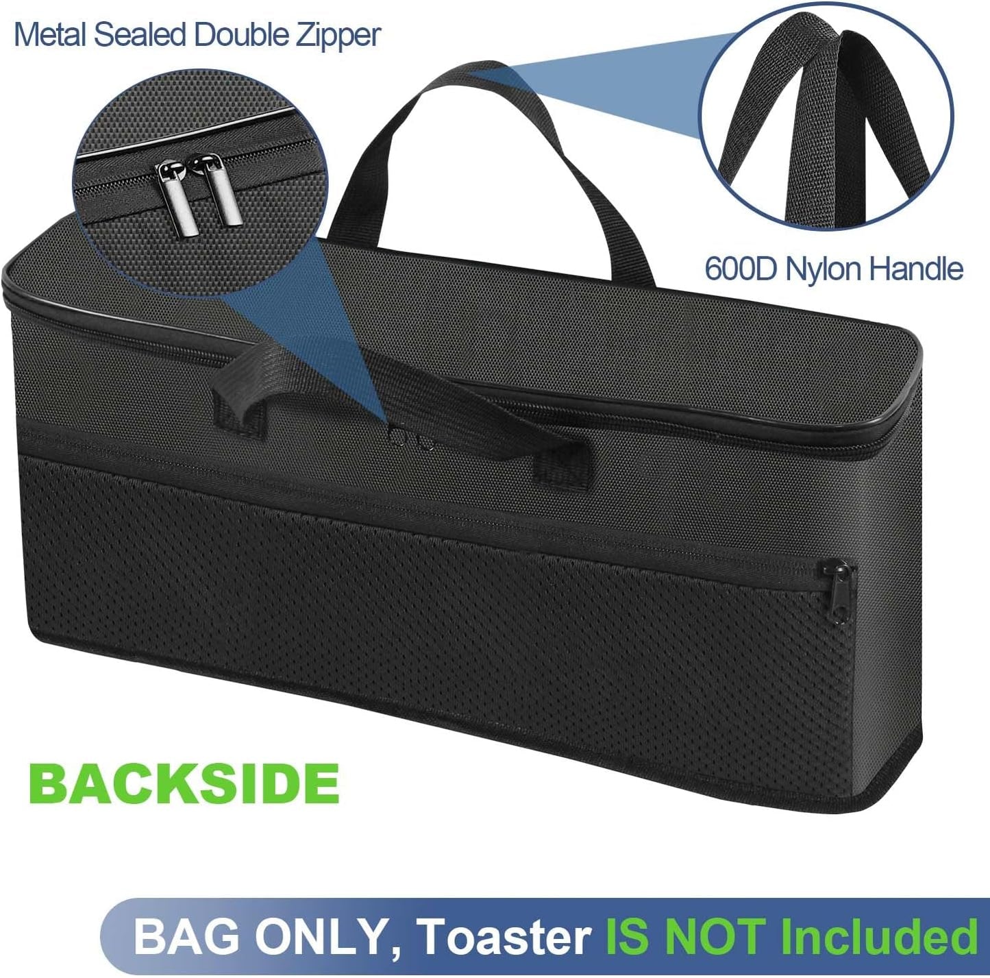 Carrying Bag for Bella 2 Slice Slim Toaster, Portable Outdoor Toaster Travel Carrier Bag Case for Bella, Waterproof & Heat-Resistant 2 Slice Bread Maker Bag with Aluminum Foil Lining