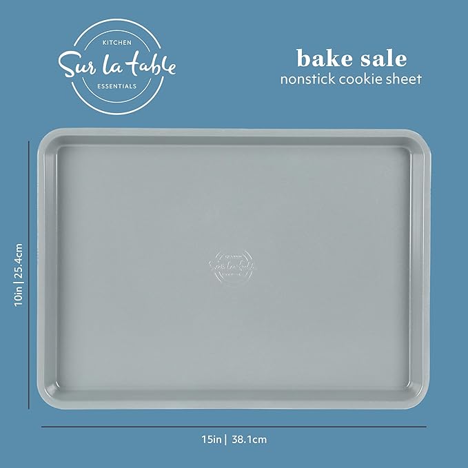 Sur La Table Kitchen Essentials Bake Sale 15 X 10 Inch PFOA, PFAS, PTFE Free Nonstick Cookie/Baking Sheet - Linen White (Pack of 4)