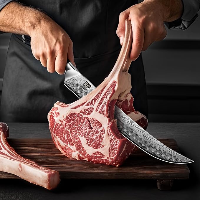SHAN ZU Butcher Knife in High Carbon Powder Steel, 12 Inch Brisket Knife for Meat Cutting, Carving and Slicing Knives with Ergonomic Pakkawood Handle, Ultra Sharp Meat Breaking Knives