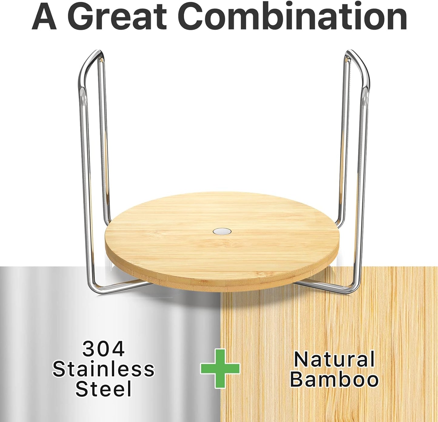 Wisuce Dish Racks for Kitchen Countertop Organizer - Bamboo Plate Holder Adjustable Size | Stainless Steel 304 Portable Handle for Kitchen Drawer Countertop Cupboard Shelf