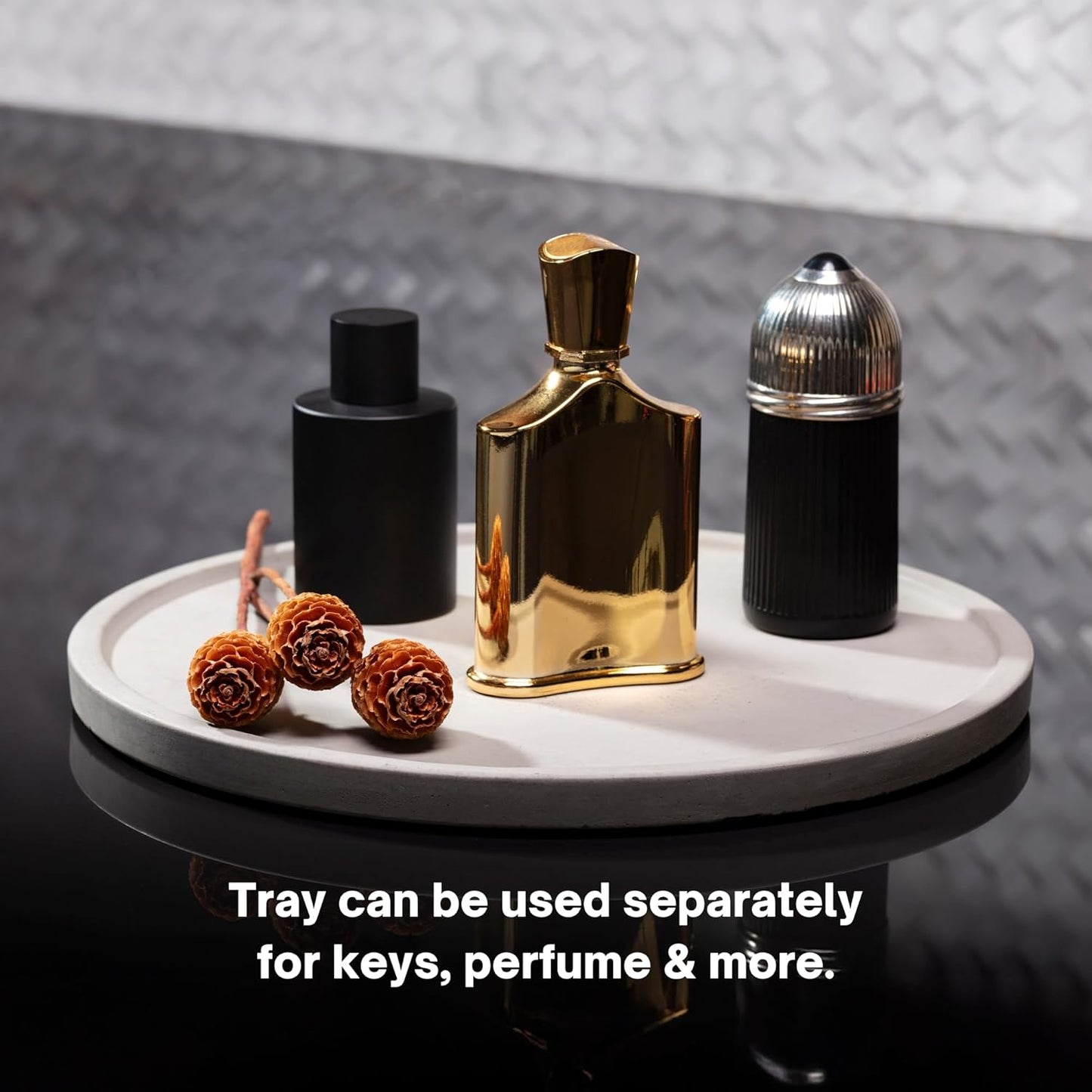 Simon Brothers Concrete Fruit Bowl with Tray for Kitchen Counter - Large Decorative Bowl for Home Decor - Modern Key Bowl for Entryway Table - Minimalist Decor for Coffee Table