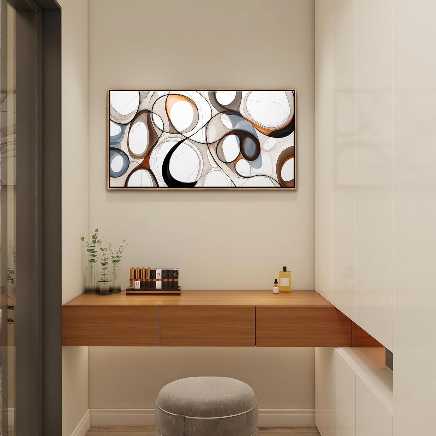 Abstract Canvas Wall Art - Framed Wall Art for Living Room Modern Minimalist artwork, Wood Decor, Bedroom Decorations, Kitchen & office Wall Art Prints 20×40